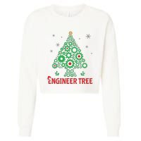 Christmas Engineer Tree Mechanical Engineering Gift Cropped Pullover Crew