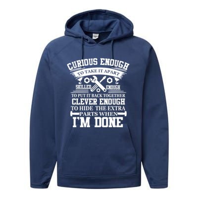 Clever Enough To Hide The Extra Parts When IM Done Mechanic Gift Performance Fleece Hoodie