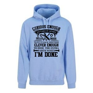 Clever Enough To Hide The Extra Parts When IM Done Mechanic Gift Unisex Surf Hoodie