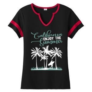 California Enjoy The Summer Surf Ladies Halftime Notch Neck Tee