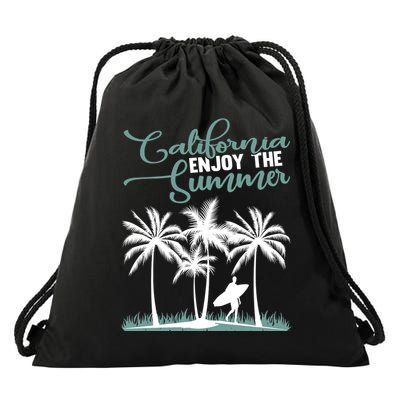 California Enjoy The Summer Surf Drawstring Bag