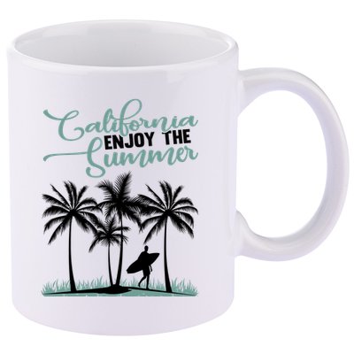 California Enjoy The Summer Surf 11oz C Handle Ceramic Mug
