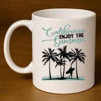 California Enjoy The Summer Surf 11oz C Handle Ceramic Mug
