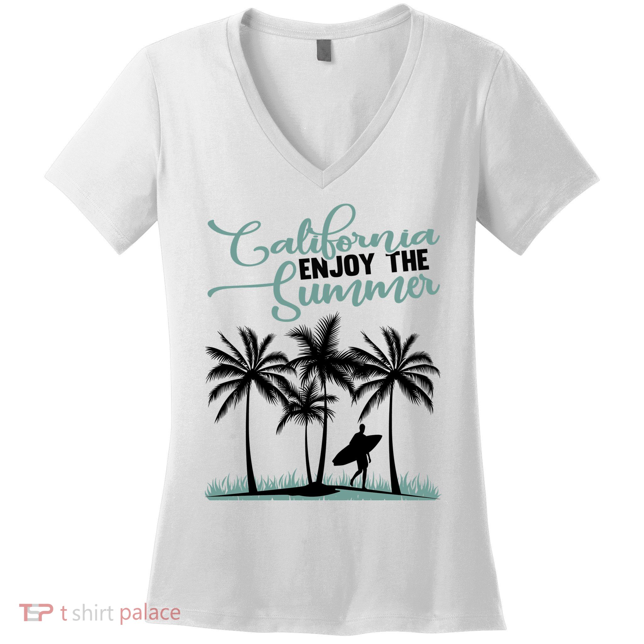 California Enjoy The Summer Surf Women's V-Neck T-Shirt