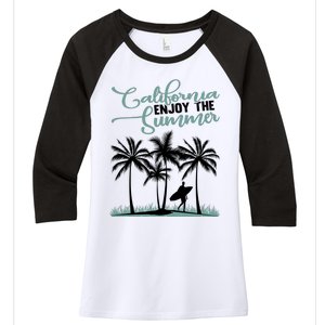 California Enjoy The Summer Surf Women's Tri-Blend 3/4-Sleeve Raglan Shirt