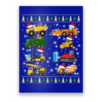 Construction Excavator Truck Santa Ugly Sweater Christmas Funny Gift Poster