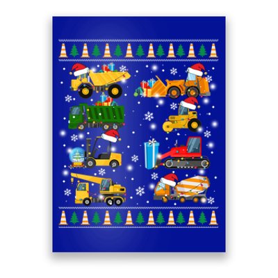 Construction Excavator Truck Santa Ugly Sweater Christmas Funny Gift Poster