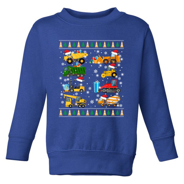 Construction Excavator Truck Santa Ugly Sweater Christmas Funny Gift Toddler Sweatshirt