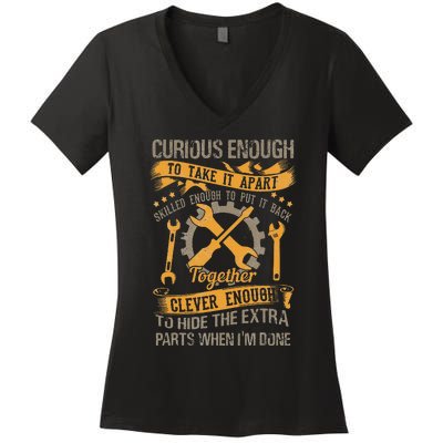 Curious Enough To Take It Apart Clever Enough To Hide Women's V-Neck T-Shirt