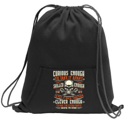 Curious Enough To Take It Apart Mechanic Sweatshirt Cinch Pack Bag