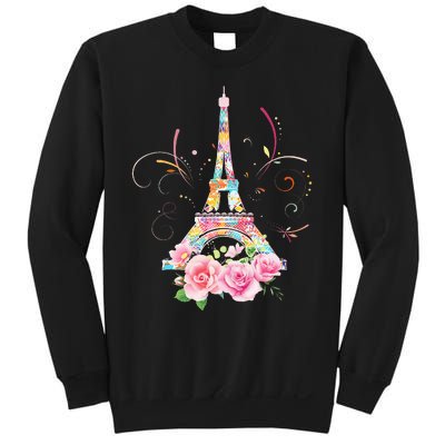 Colorful Eiffel Tower Of Paris In France Parisian Rose Sweatshirt