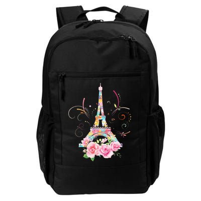 Colorful Eiffel Tower Of Paris In France Parisian Rose Daily Commute Backpack