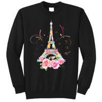 Colorful Eiffel Tower Of Paris In France Parisian Rose Tall Sweatshirt