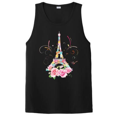 Colorful Eiffel Tower Of Paris In France Parisian Rose PosiCharge Competitor Tank