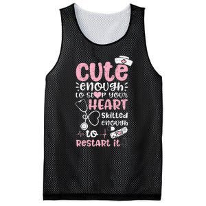 Cute Enough To Stop Your Heart Skilled Enough To Restart It Mesh Reversible Basketball Jersey Tank