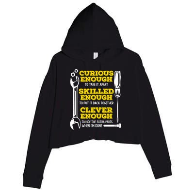 Curious Enough To Take It Apart Design Car Mechanic Gift Crop Fleece Hoodie