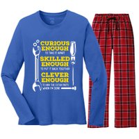 Curious Enough To Take It Apart Design Car Mechanic Gift Women's Long Sleeve Flannel Pajama Set 