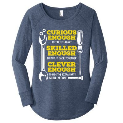 Curious Enough To Take It Apart Design Car Mechanic Gift Women's Perfect Tri Tunic Long Sleeve Shirt