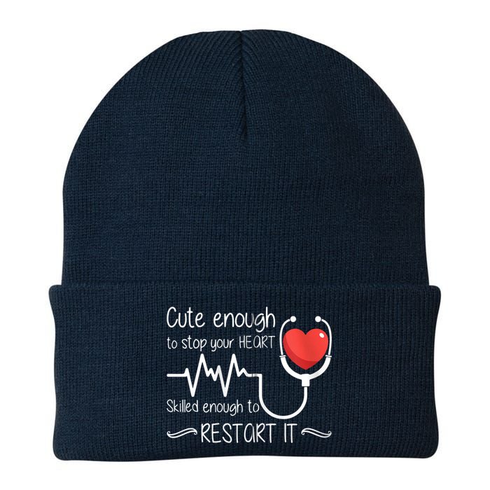 Cute Enough To Stop Your Heart Skilled Enough To Restart It Zip Hoodie Beanie