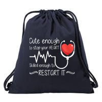 Cute Enough To Stop Your Heart Skilled Enough To Restart It Zip Hoodie Drawstring Bag