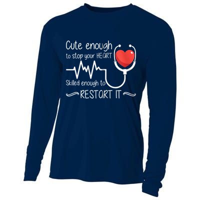 Cute Enough To Stop Your Heart Skilled Enough To Restart It Zip Hoodie Cooling Performance Long Sleeve Crew