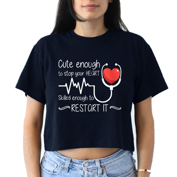 Cute Enough To Stop Your Heart Skilled Enough To Restart It Zip Hoodie Crop Top