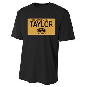 Colonel Eh Taylor Bourbon Whiskey Badge Performance Sprint T-Shirt