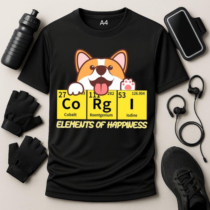 Corgi Elements Tab Of Happiness Funny For Corgi Mom And Dad Performance Shirt