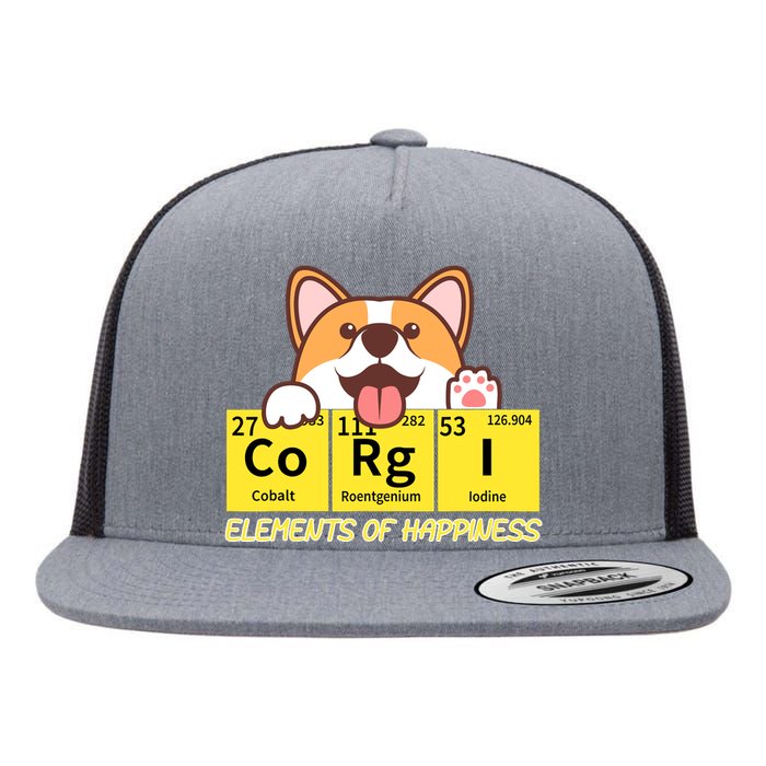 Corgi Elements Tab Of Happiness Funny For Corgi Mom And Dad Flat Bill Trucker Hat