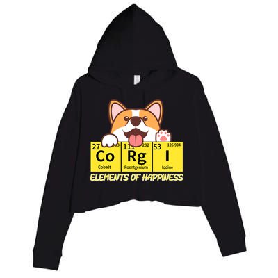 Corgi Elements Tab Of Happiness Funny For Corgi Mom And Dad Crop Fleece Hoodie