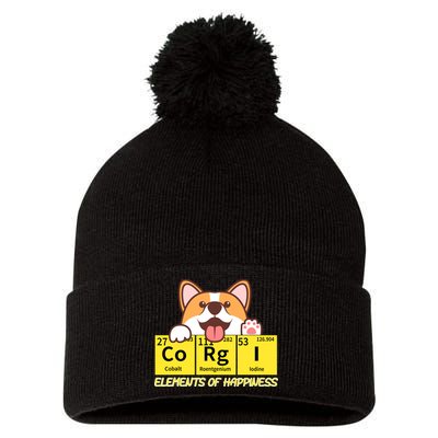 Corgi Elements Tab Of Happiness Funny For Corgi Mom And Dad Pom Pom 12in Knit Beanie