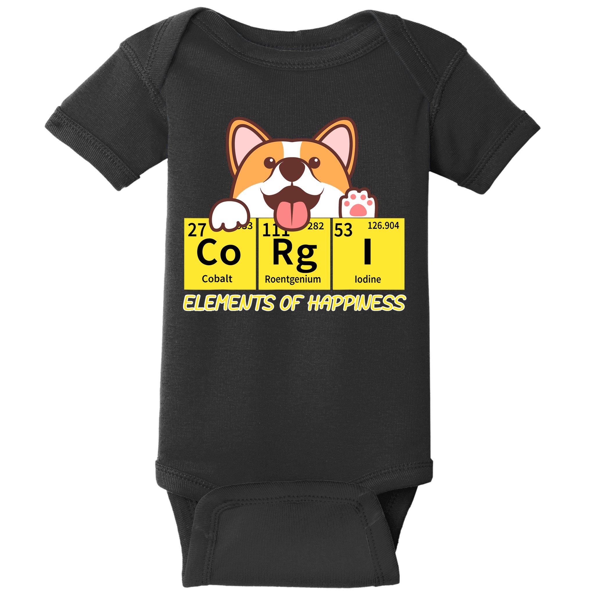 Corgi Elements Tab Of Happiness Funny For Corgi Mom And Dad Baby Bodysuit