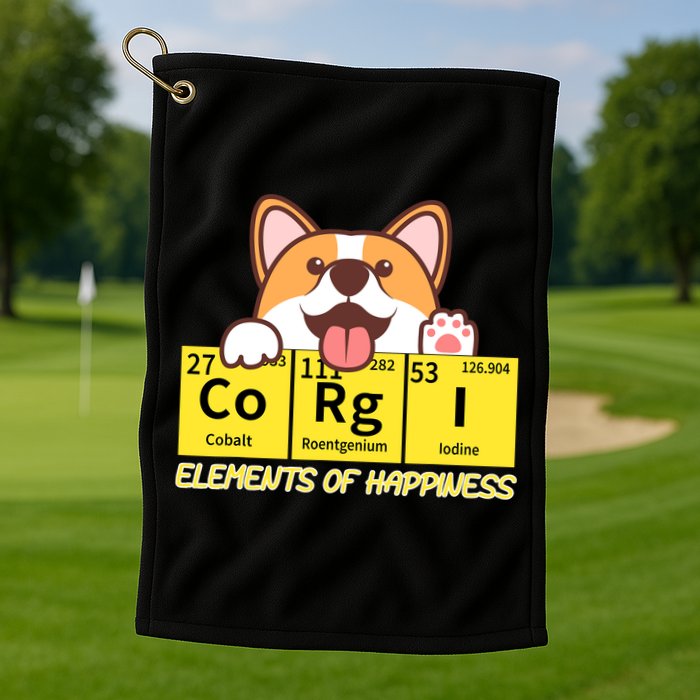 Corgi Elements Tab Of Happiness Funny For Corgi Mom And Dad Golf Towel