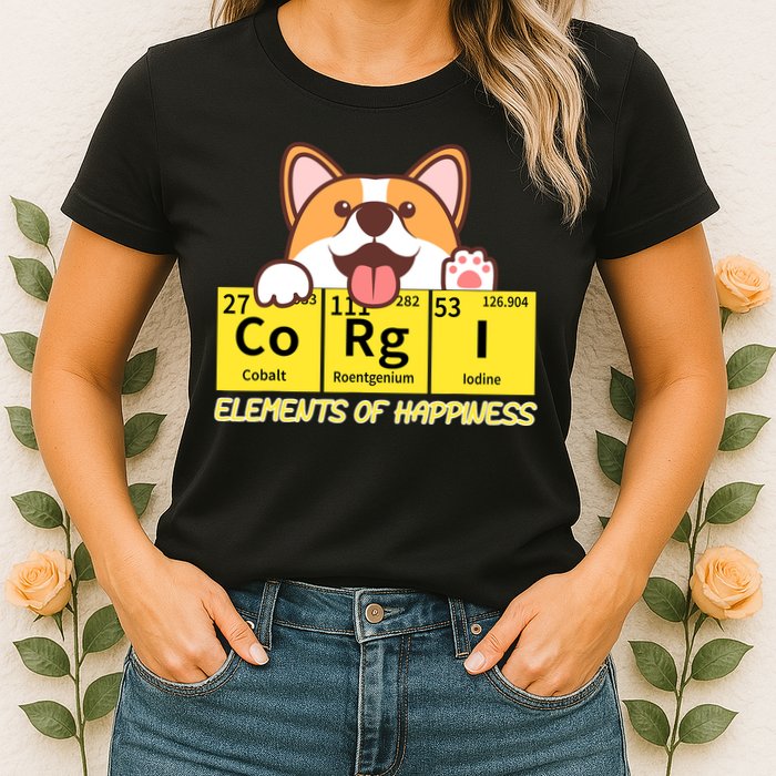 Corgi Elements Tab Of Happiness Funny For Corgi Mom And Dad Womens T-Shirt