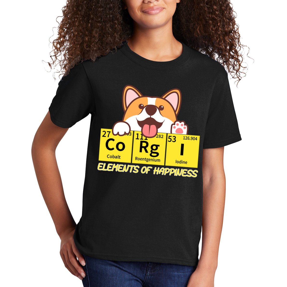 Corgi Elements Tab Of Happiness Funny For Corgi Mom And Dad Kids T-Shirt