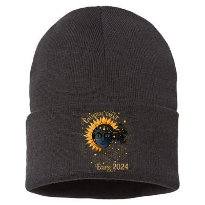 Celestial Event Total Solar Eclipse Girl April 8 2024 Sustainable Knit Beanie