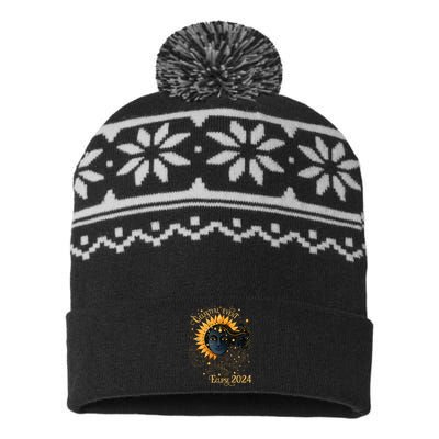 Celestial Event Total Solar Eclipse Girl April 8 2024 USA-Made Snowflake Beanie