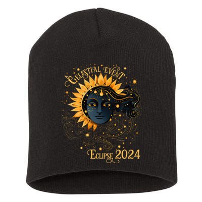 Celestial Event Total Solar Eclipse Girl April 8 2024 Short Acrylic Beanie