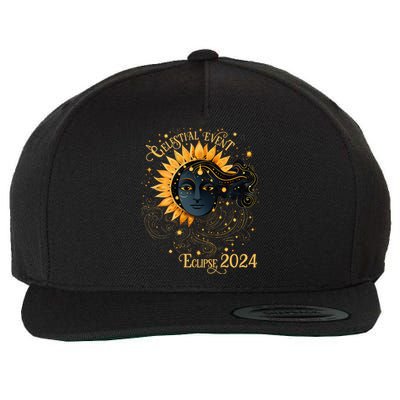 Celestial Event Total Solar Eclipse Girl April 8 2024 Wool Snapback Cap