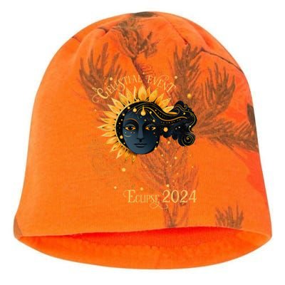 Celestial Event Total Solar Eclipse Girl April 8 2024 Kati - Camo Knit Beanie