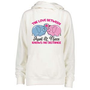 Cute Elephant The Love Between Aunt And Niece Funny Gift Womens Funnel Neck Pullover Hood