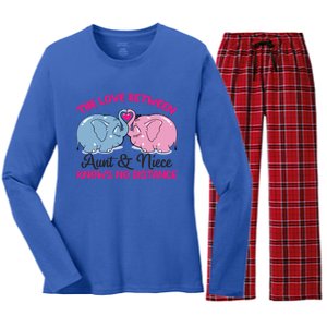 Cute Elephant The Love Between Aunt And Niece Funny Gift Women's Long Sleeve Flannel Pajama Set 