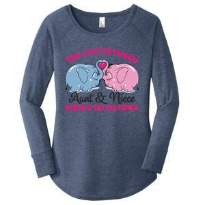 Cute Elephant The Love Between Aunt And Niece Funny Gift Women's Perfect Tri Tunic Long Sleeve Shirt