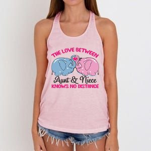 Cute Elephant The Love Between Aunt And Niece Funny Gift Women's Knotted Racerback Tank