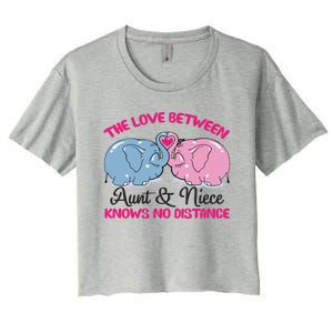 Cute Elephant The Love Between Aunt And Niece Funny Gift Women's Crop Top Tee