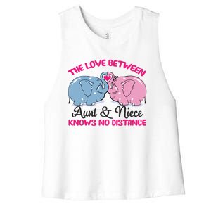 Cute Elephant The Love Between Aunt And Niece Funny Gift Women's Racerback Cropped Tank