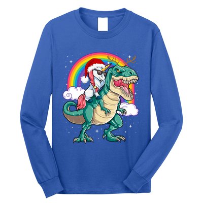 Christmas Evil Unicorn Riding T Rex Dinosaur Deer Gift Long Sleeve Shirt