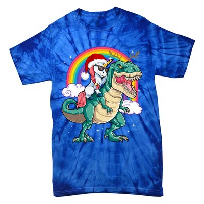 Christmas Evil Unicorn Riding T Rex Dinosaur Deer Gift Tie-Dye T-Shirt