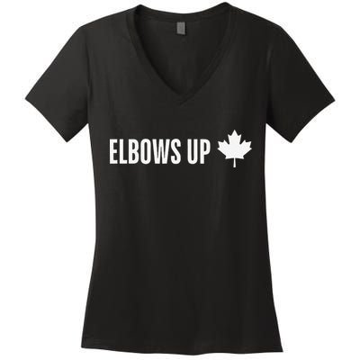 Canadian Elbows Up 2025 Canada Reacts Women's V-Neck T-Shirt