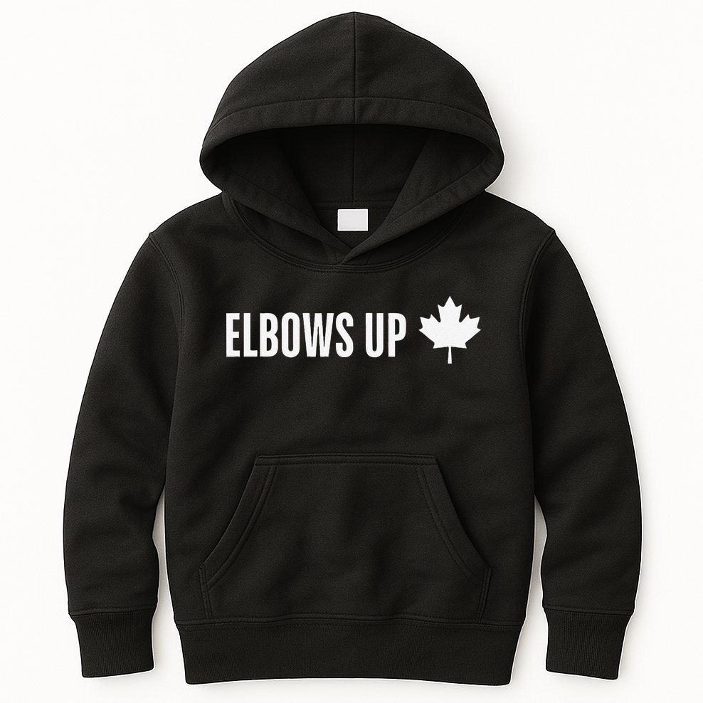 Canadian Elbows Up 2025 Canada Reacts Kids Hoodie